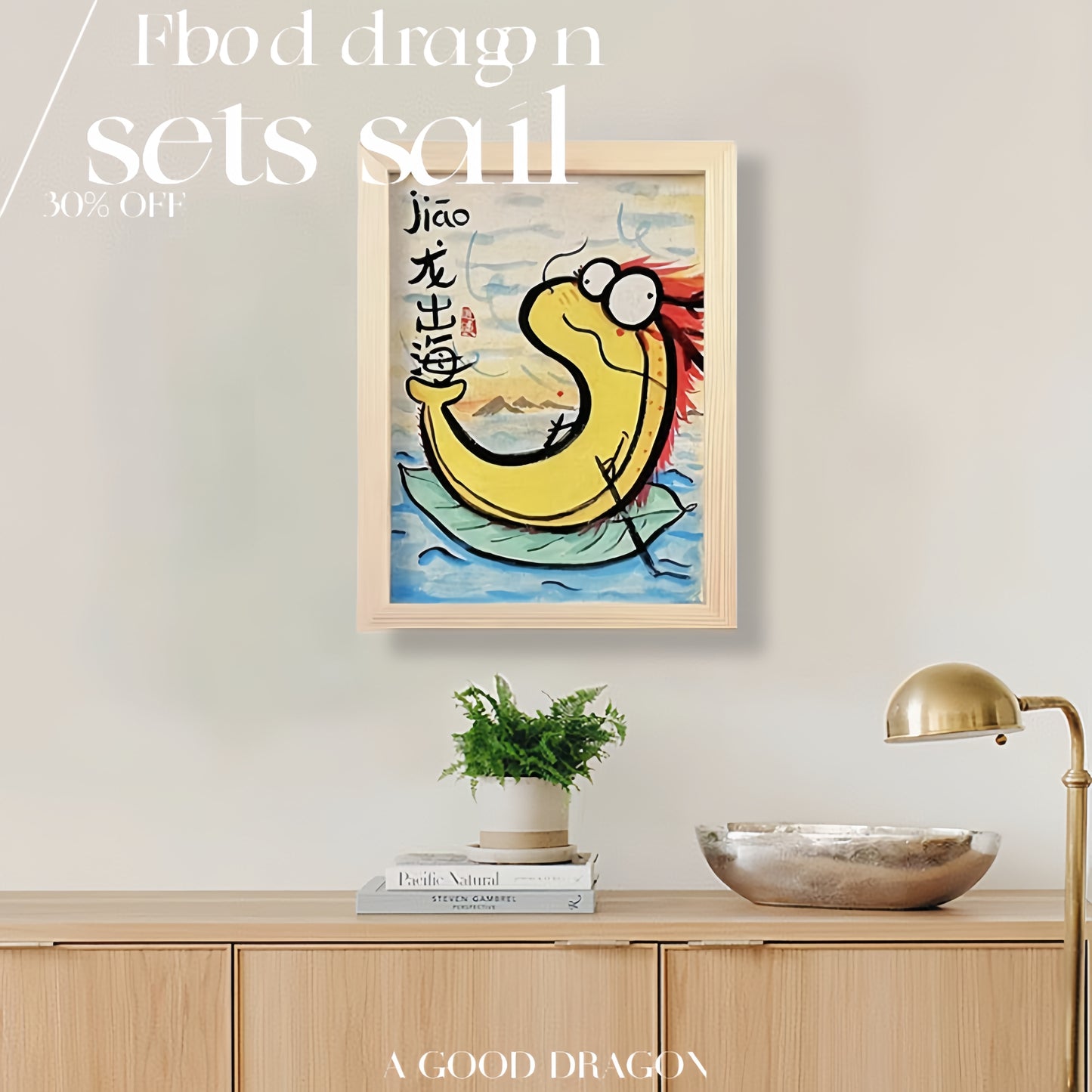 Flood dragon sets sail, Hand-painted by the master,  Include picture frame （free shipping by air）