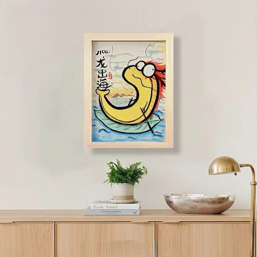 Flood dragon sets sail, Hand-painted by the master,  Include picture frame （free shipping by air）