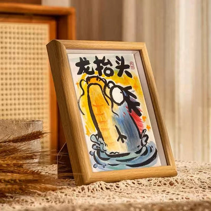 Dragon looking up, Hand-painted by the master,  Include picture frame （free shipping by air）