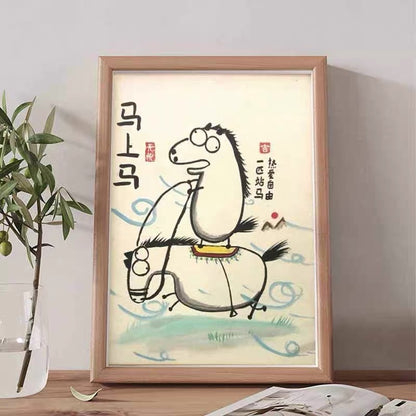 A horse riding another horse, Hand-painted by the master,  Include picture frame （free shipping by air）