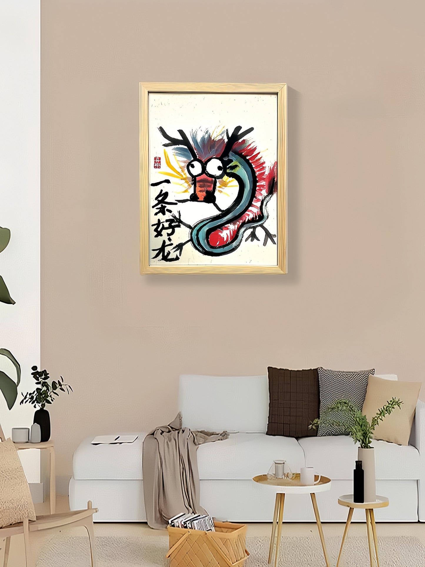 A GOOD DRAGON, Hand-painted by the master,  Include picture frame （free shipping by air）