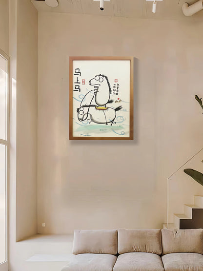 A horse riding another horse, Hand-painted by the master,  Include picture frame （free shipping by air）