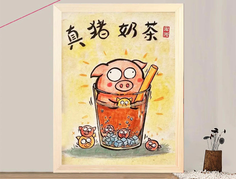 Real pig milk tea（珍珠奶茶）