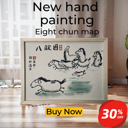 EIGHT CHUN MAP, Hand-painted by the master,  Include picture frame （free shipping by air）