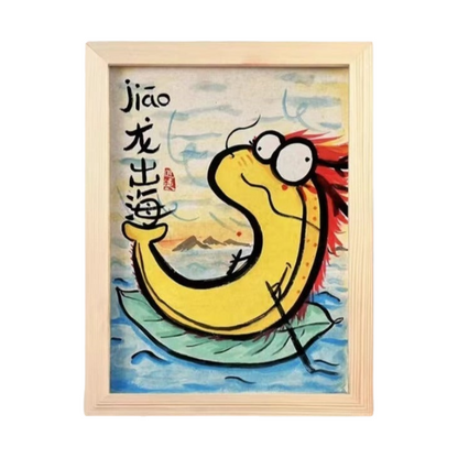 Flood dragon sets sail, Hand-painted by the master,  Include picture frame （free shipping by air）